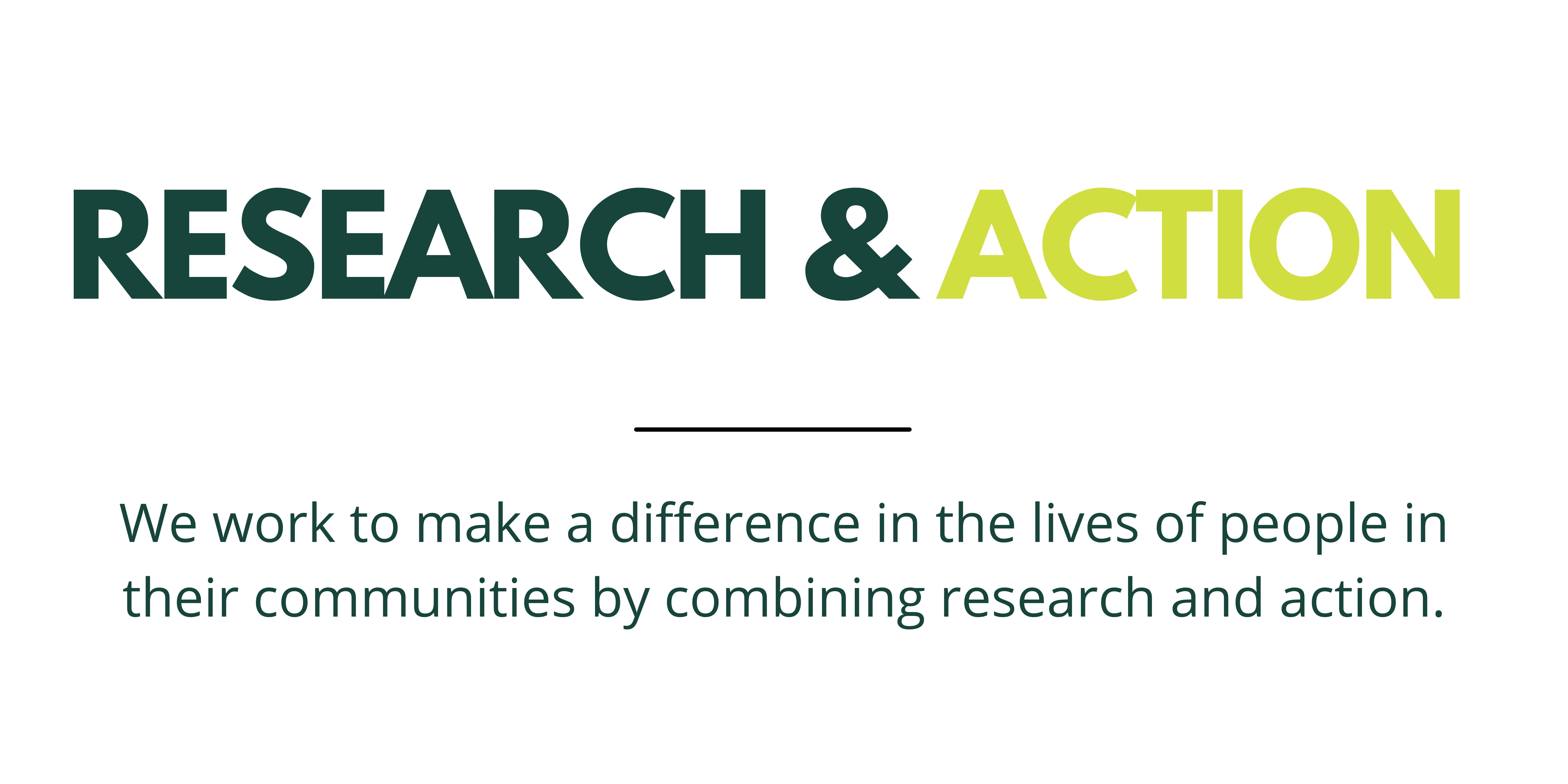 A green and white graphic that says: Research & Action describe the heart of the Ecological-Community Psychology program. 