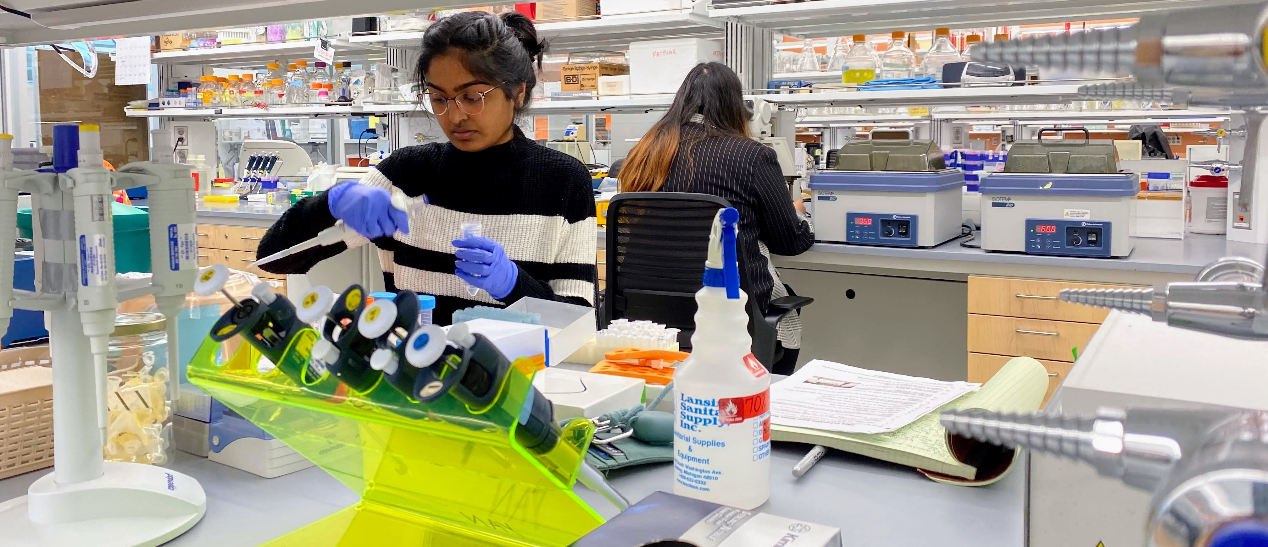 Students works in Lily Yan's lab