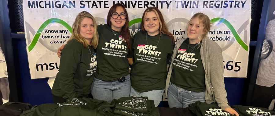 Brandi Randall stands with three other members of the MSU Twin Registry research team.
