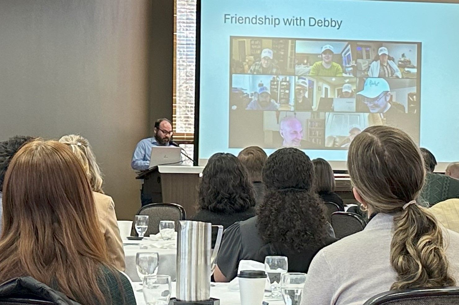 Dr. Ackerman speaks at the luncheon about his friendship with Debby Kashy.