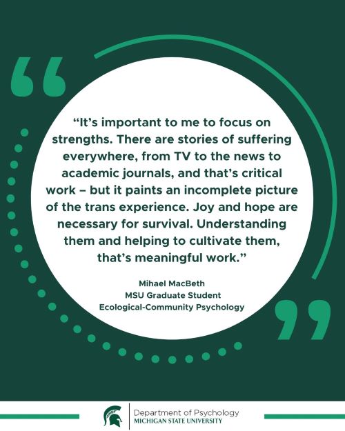 A green and white graphic with a quote attributed to Mihael MacBeth.