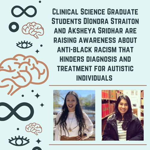 Clinical Science graduate students Diondra Straiton and Aksheya Sridhar are addressing anti-Black racism that affects Autism diagnosis and treatment