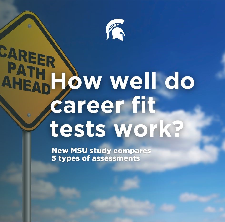 A road sign that says careers on it. Text says "How well do career fit tests work?"